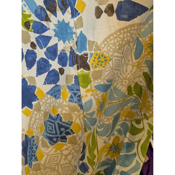 Pottery Barn Lined Floral Tile Curtain Panel  Set of 2 70x108 Linen Cotton - Picture 2 of 5